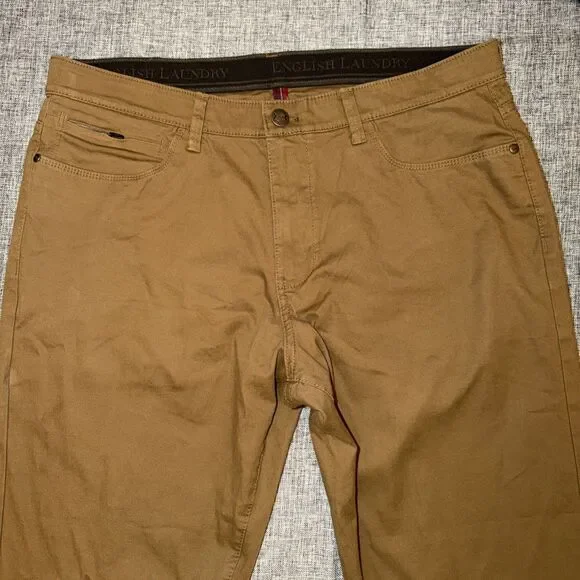 English Laundry Mens Brown Chino Pants-Flex Waist-Stretch- 34 x 30 - Picture 4 of 9
